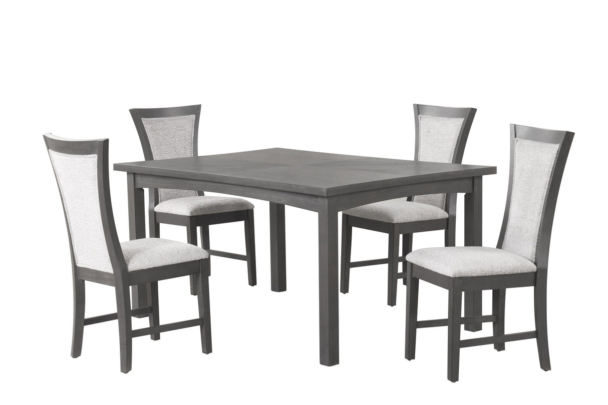 Flair - Juego de comedor de 5 piezas (Mesa y 4 sillas) - Gris