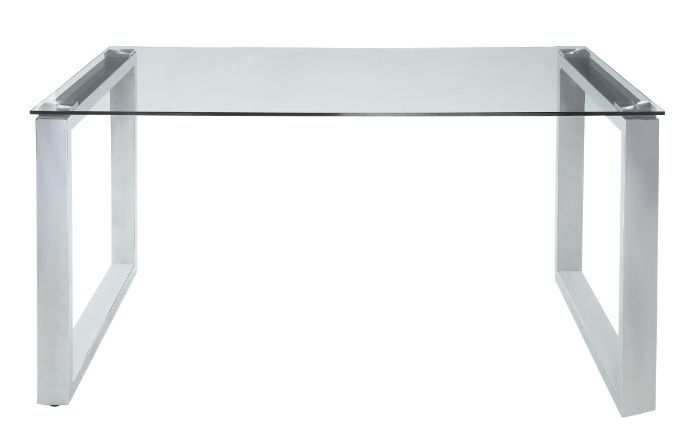 Abraham - Mesa de comedor - Cristal transparente y acabado cromado