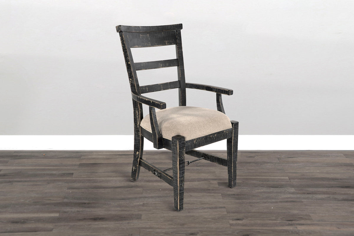 Marina - Wood Arm Dining Chair (Set of 2) - Black Sand