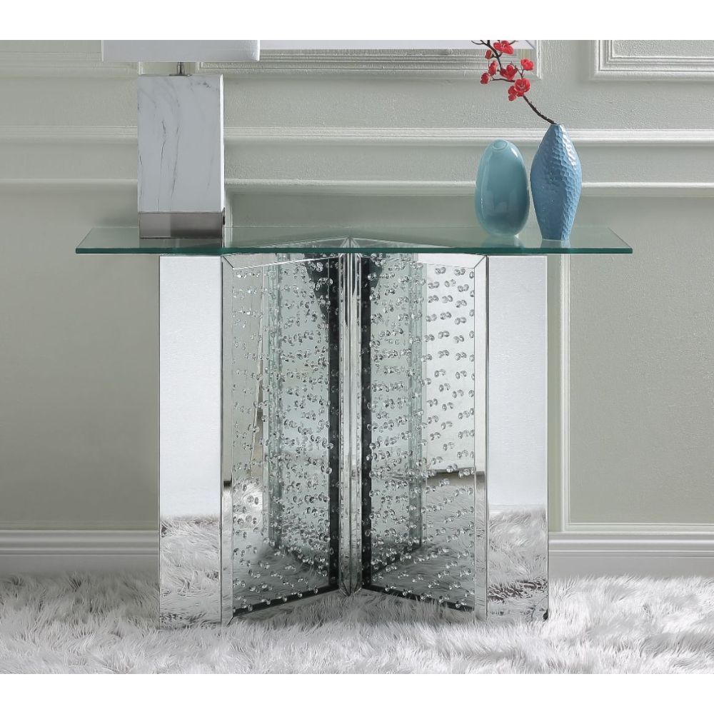 Nysa - Mesa auxiliar - Plateado perla - Madera - 81 cm