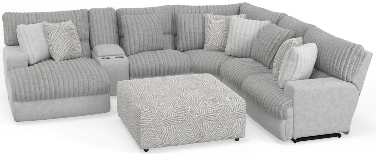Abraxas - 6 Piece Power Reclining Sectional With Lay-Back Chaise, 2 Reclining Seats, And Included Cocktail Ottoman (LSF Chaise) - Moonstruck