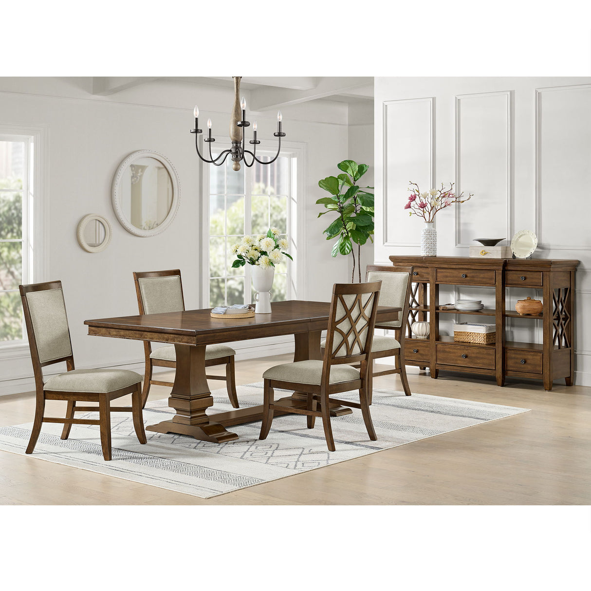 Phillipe - Mesa de Comedor con Extensión de 18" - Cerezo