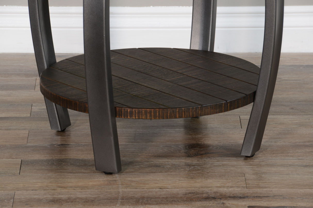 Homestead - Mahogany Wood & Metal End Table - Tobacco Leaf