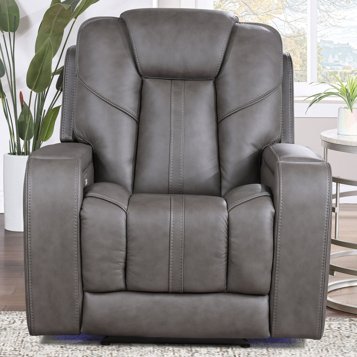 Daniel - Sillón reclinable de cuero "Triple Power" - Gris