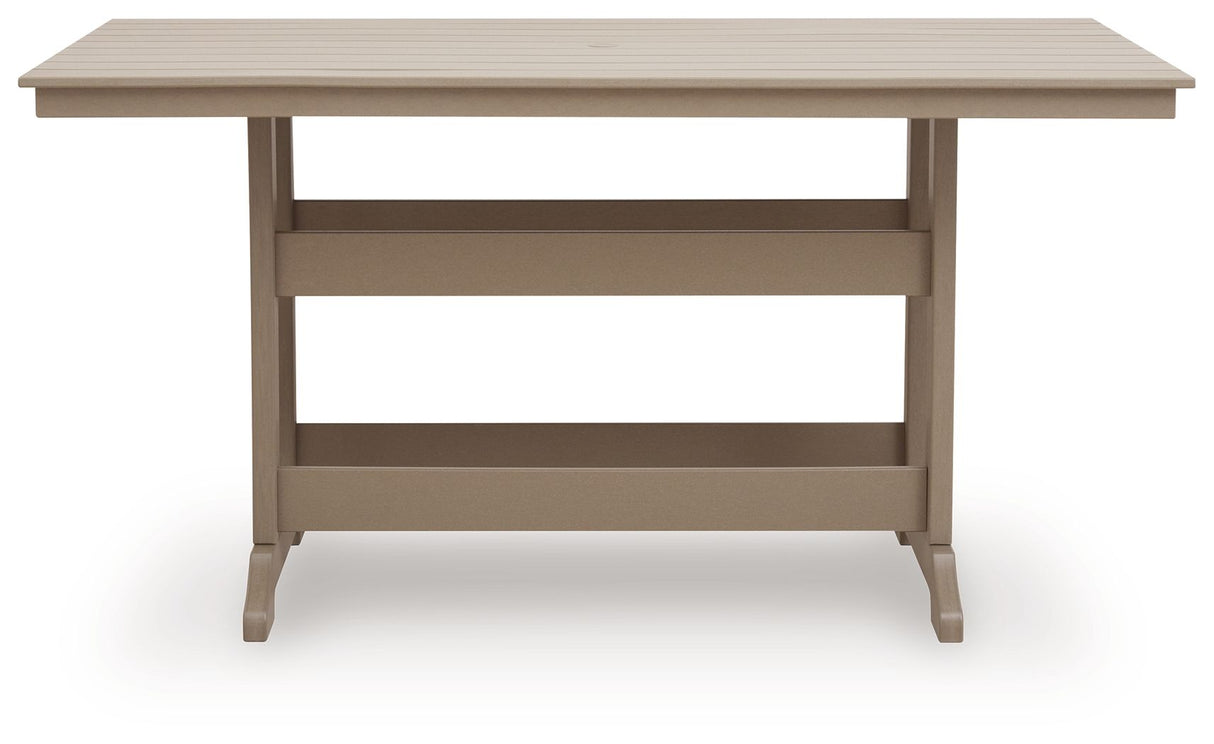 Seacliff Beach - Rectangular Counter Height Dining Table With Umbrella Option - Medium Brown