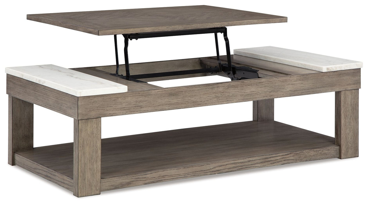 Loyaska - Mesa de centro elevable - Marrón grisáceo / Blanco
