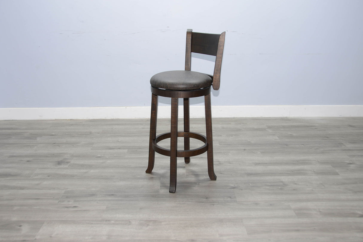Homestead - 30"H Swivel Barstool, Cushion Seat & Back (Set of 2) - Dark Brown