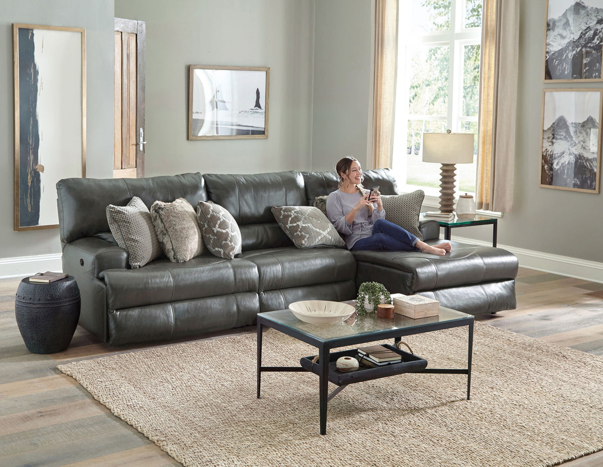 Como - 3 Piece Italian Leather Match Reclining Sectional