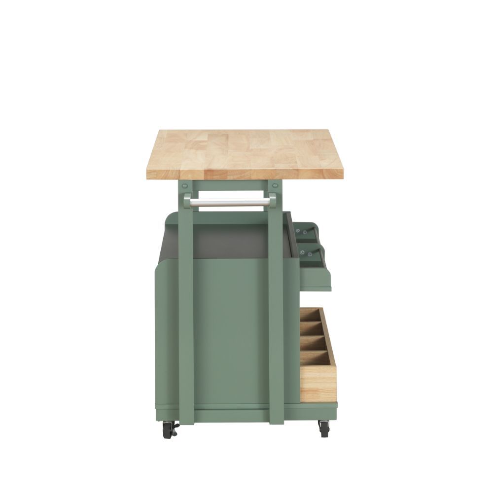 Harper - Carrito de cocina - Natural y verde