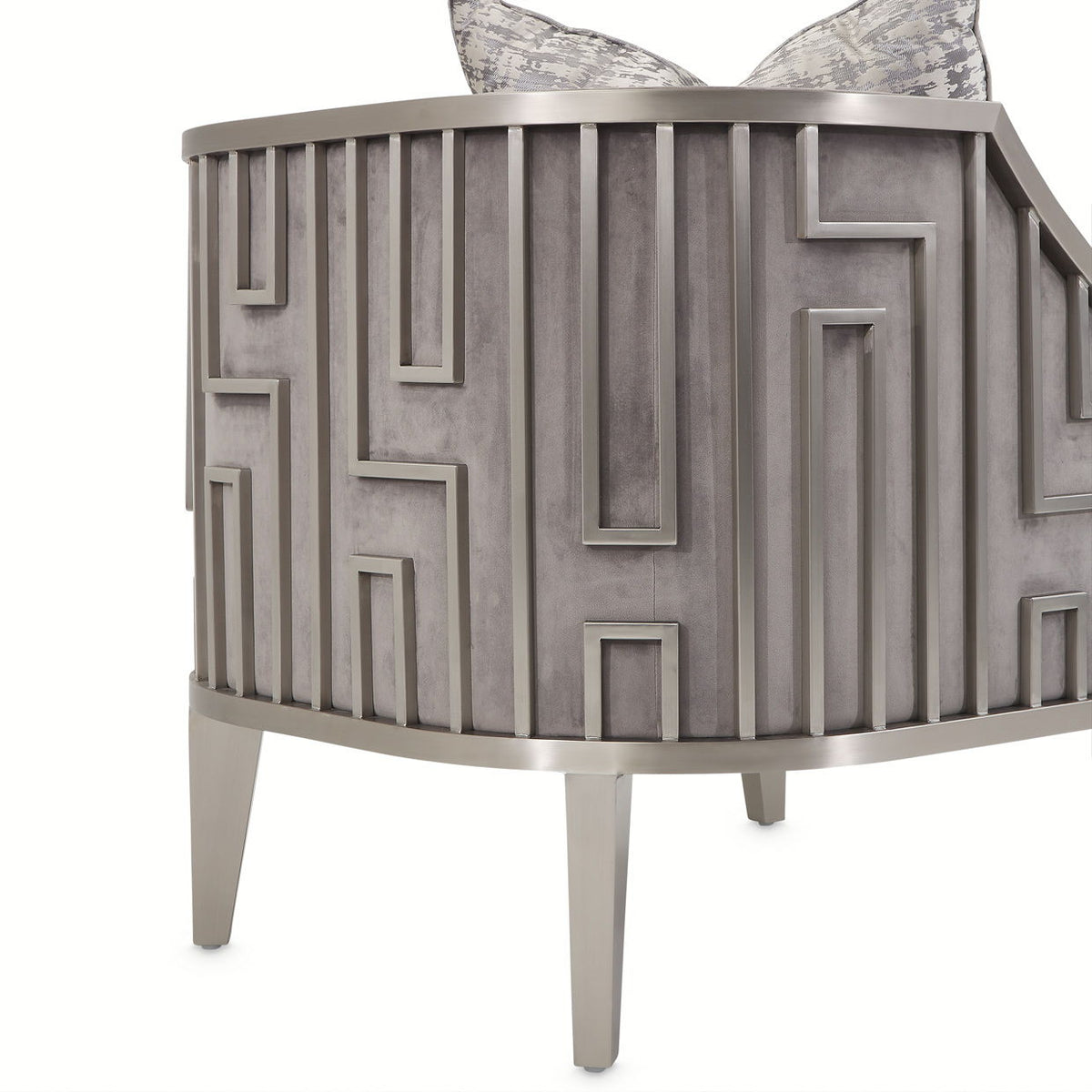 Sillón decorativo Roxbury Park - Terciopelo - Gris Perla / Acero Inoxidable
