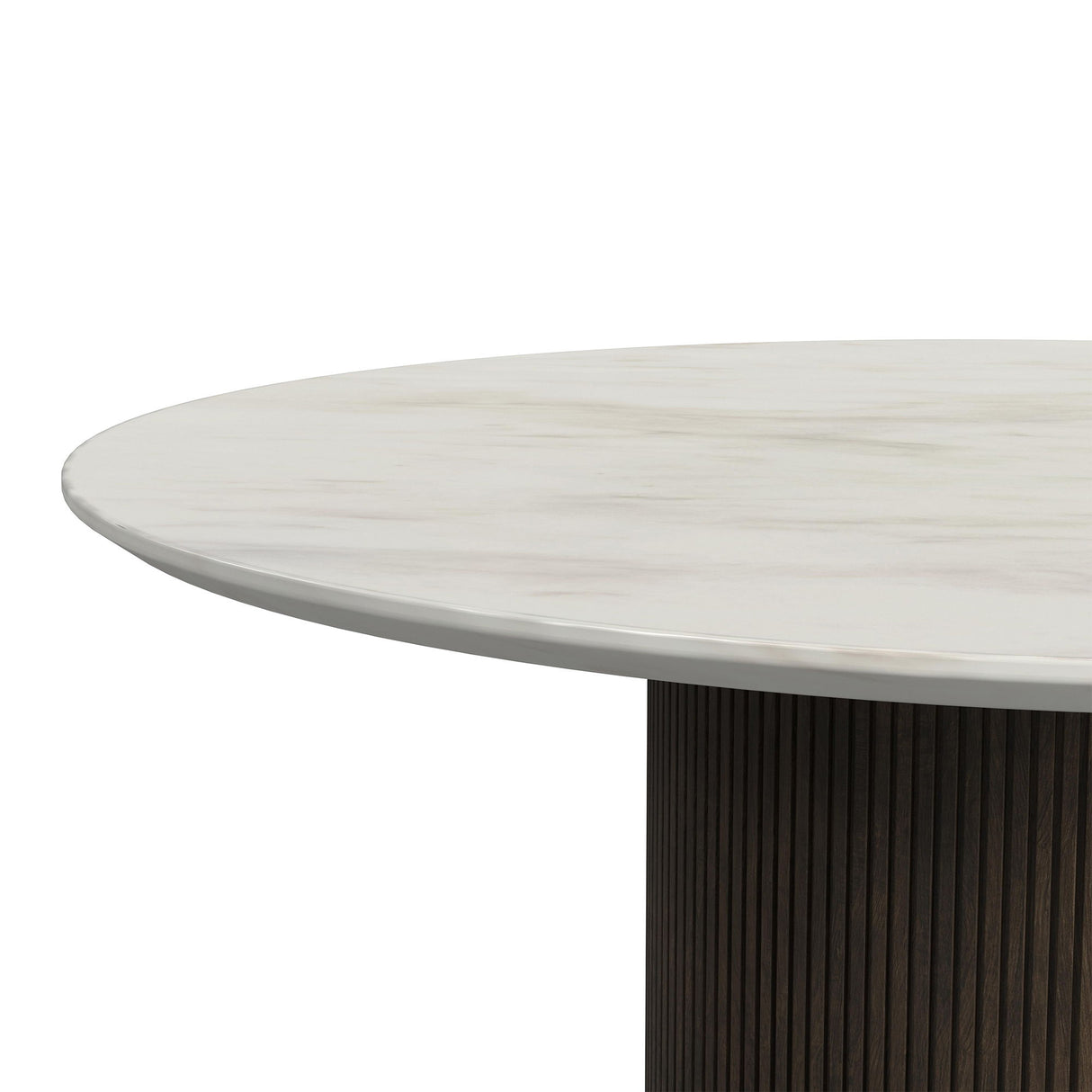 Sylvie - Mesa de comedor redonda con tablero de imitación mármol