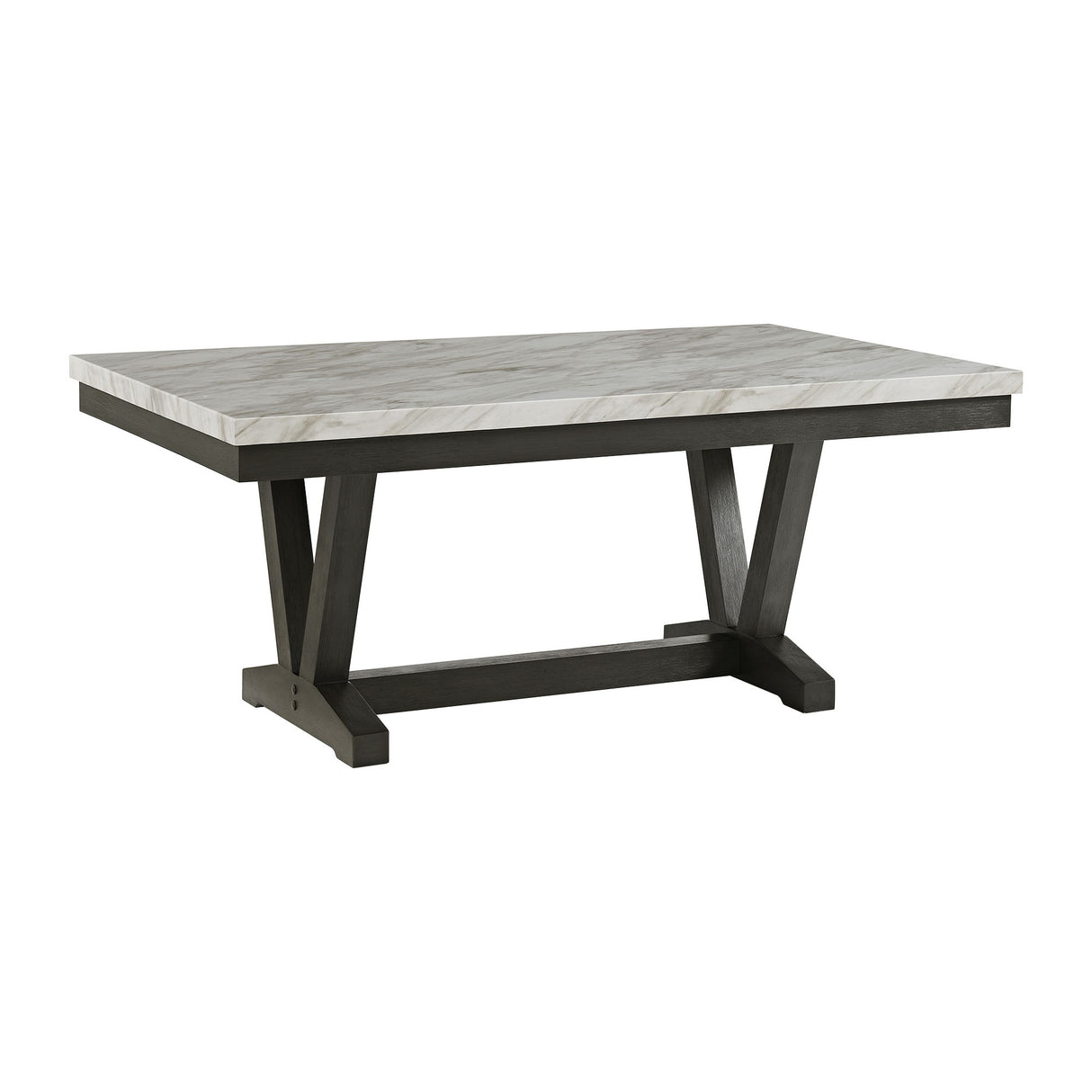 Everdeen - Mesa de Comedor con Cubierta de Mármol Sintético Blanco - Carbón