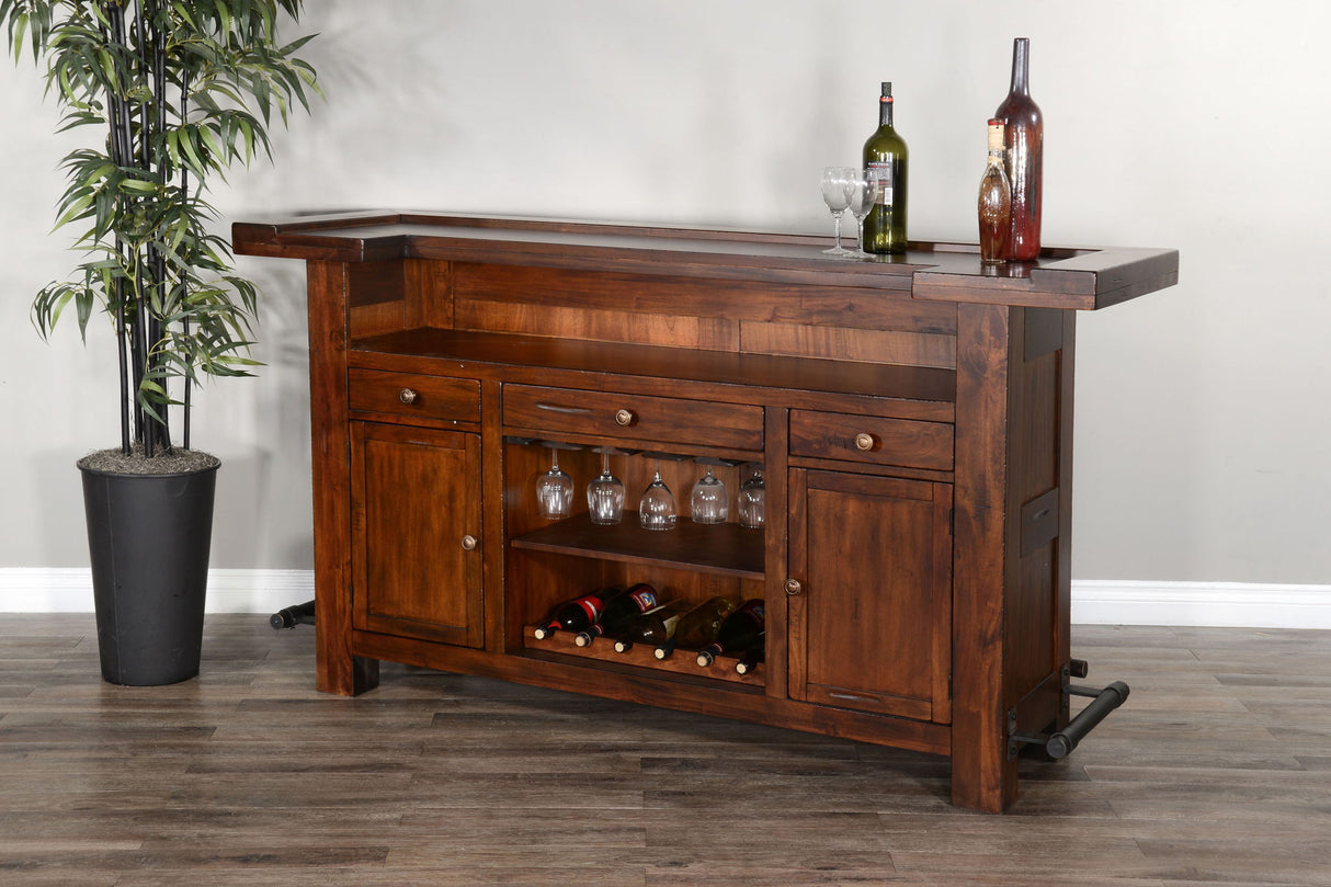 3 Piece Farmhouse Wood Home Bar Set - Vintage Mocha