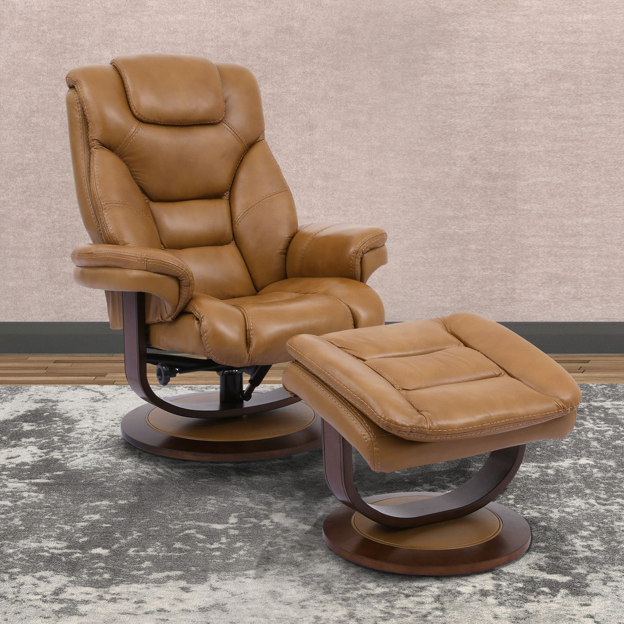 Monarch - Sillón reclinable giratorio manual y otomana