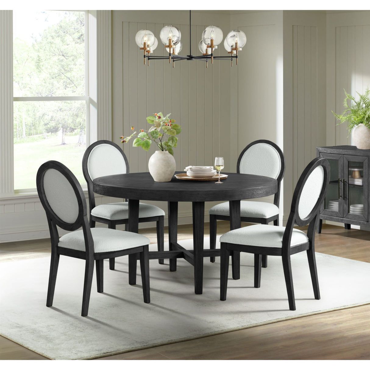 Versailles - Mesa de comedor redonda contemporánea - Negro