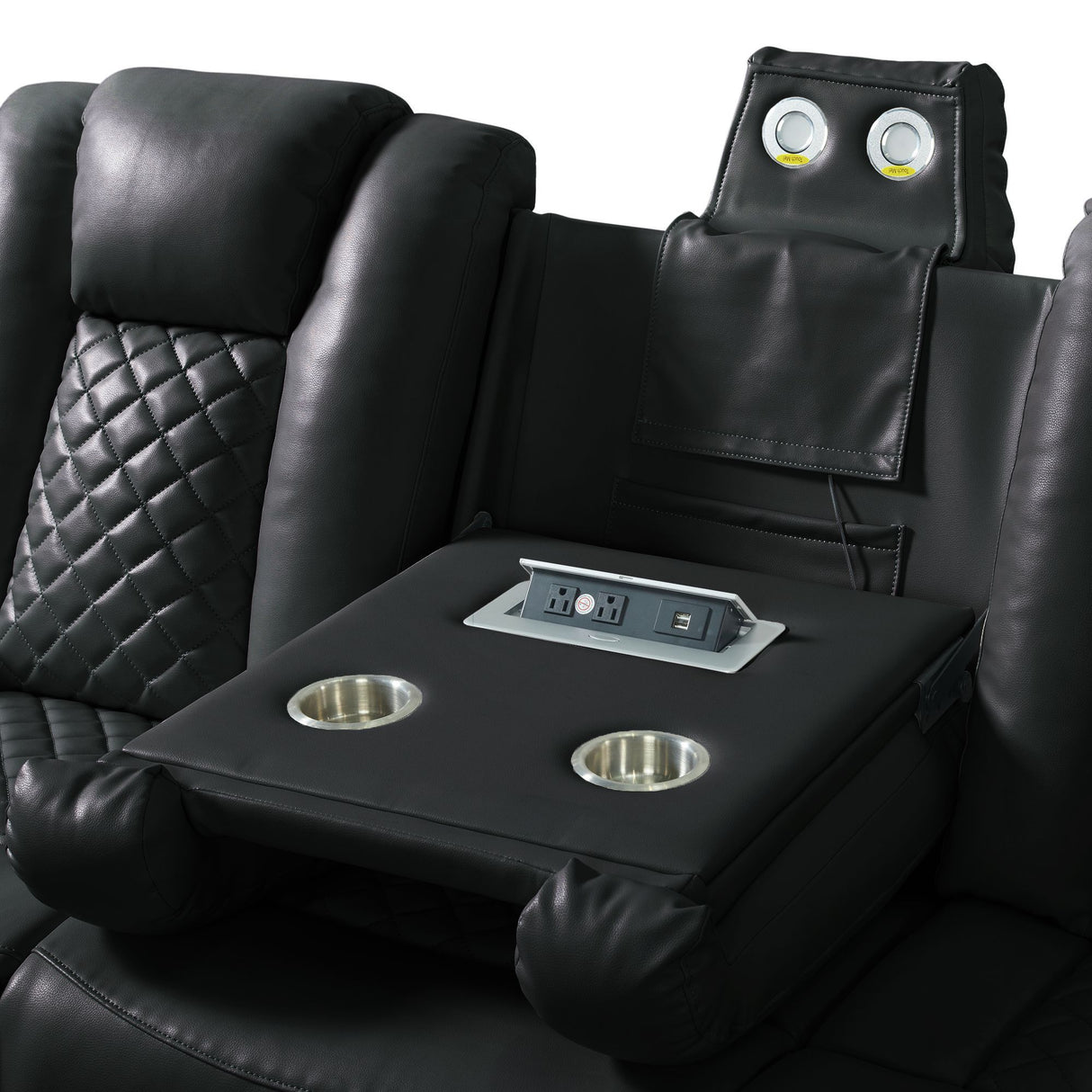 Carlo - Power Motion Sofa With Power Headrest, Dropdown Table, Power Strip, LED And Reading Light