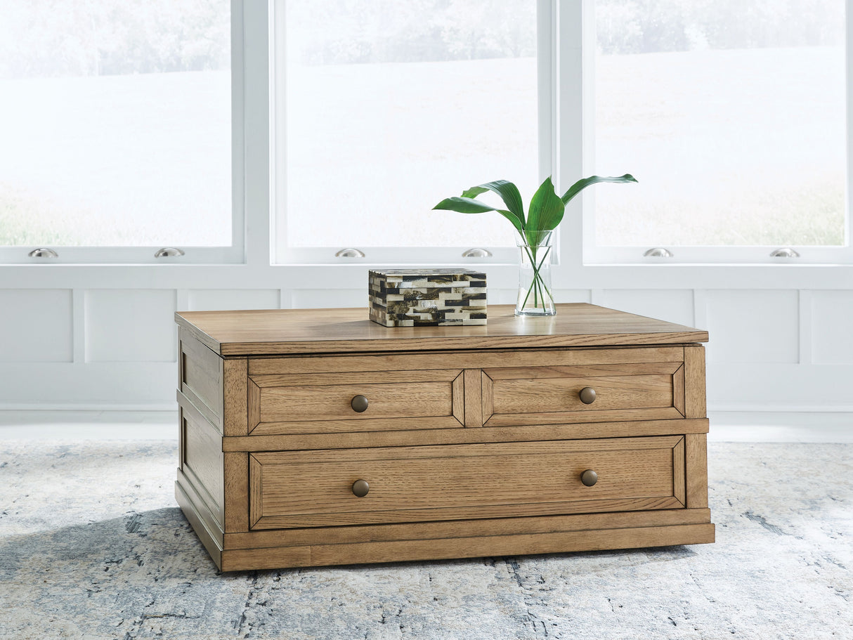 Sharlance - Lift Top Cocktail Table - Light Brown