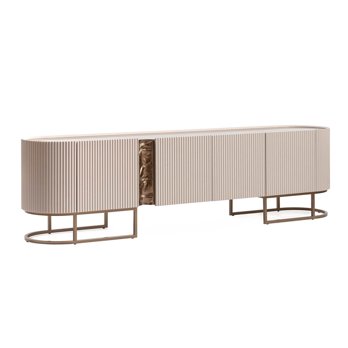 Lisbon - Media Cabinet - Silky Cream / Bronze