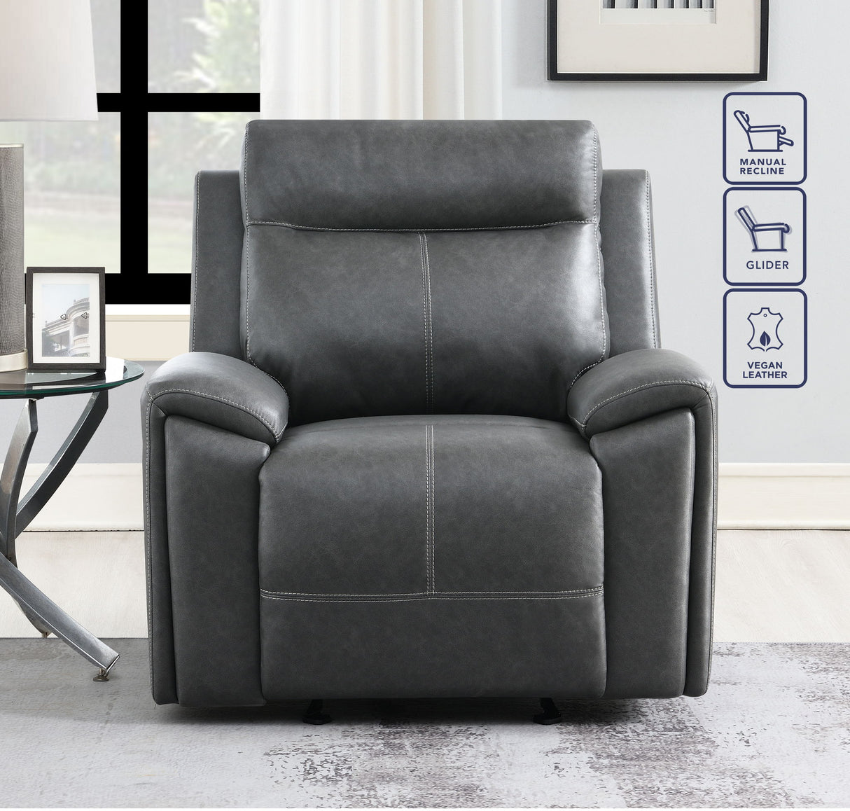Gaston - Sillón reclinable manual - Gris
