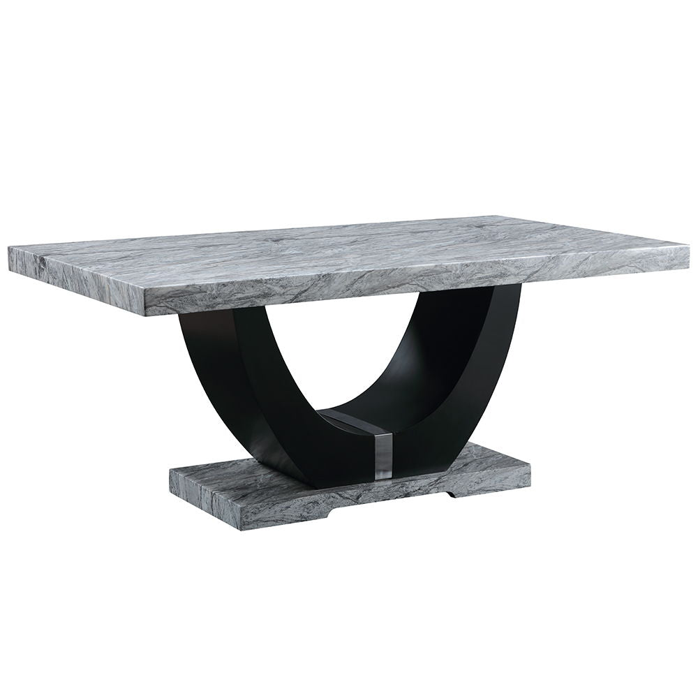 Caralin - Mesa de comedor - Piedra artificial y acabado negro