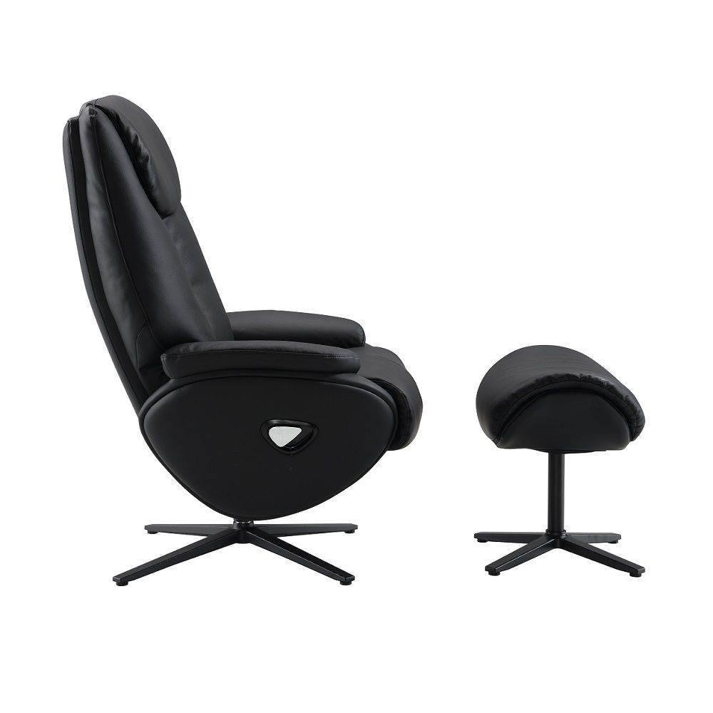 Labonita - Sillón decorativo con movimiento giratorio y otomana - Negro