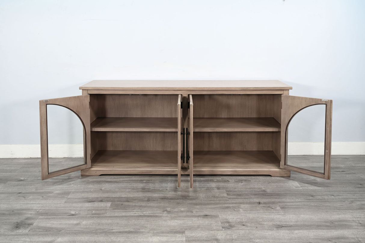 Elena - Modern Wood Display Cabinet With Arched Glass Doors