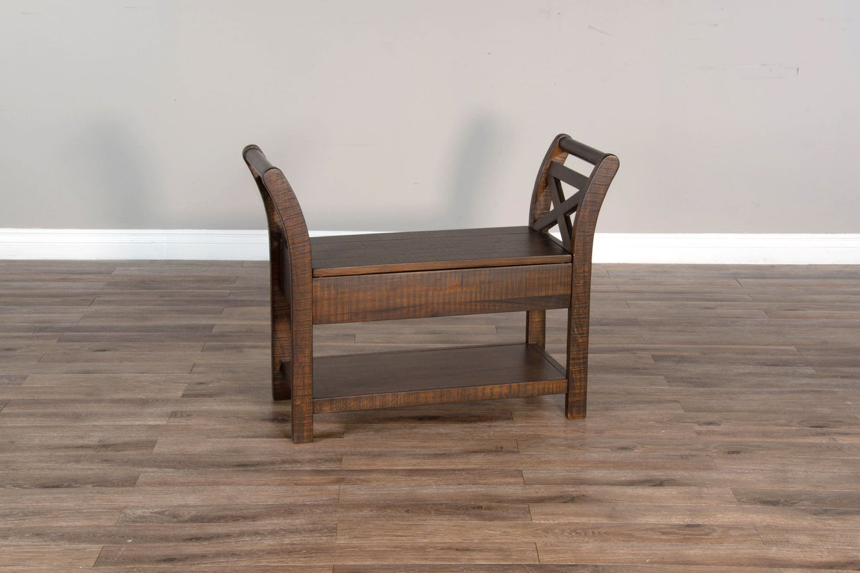 Homestead - Accent Bench With Storage, Wood Seat - Tobacco Leaf