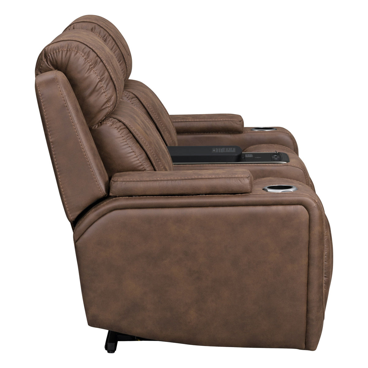 Carrow - Loveseat With Power Headrest, Footrest & Cooler, Massage, Stereo - Brown
