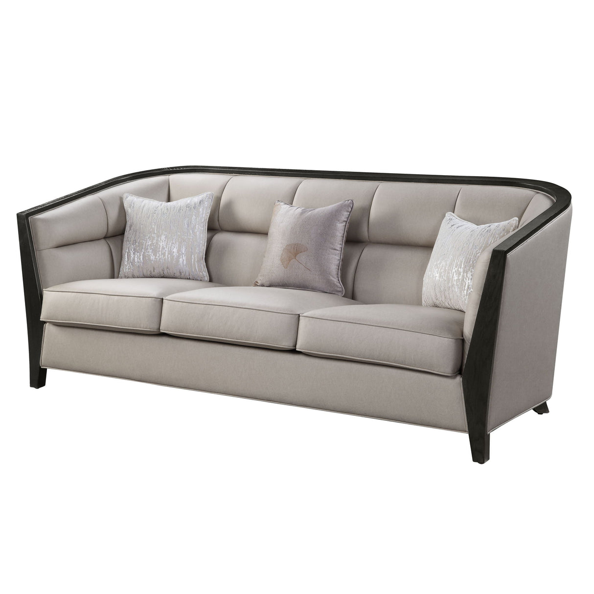 Zemocryss - Sofa With 3 Pillows - Beige Fabric