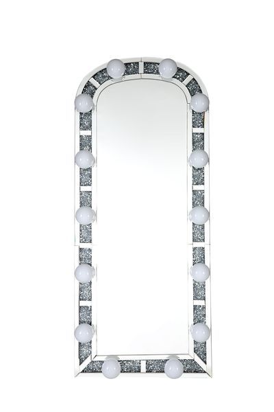 Noralie - Espejo de Pie - Espejo y Diamantes de Imitación