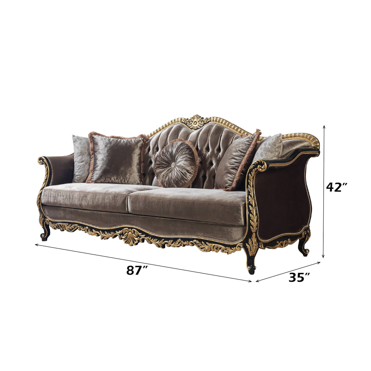 Betria - Sofa With 5 Pillows - Gold & Black High