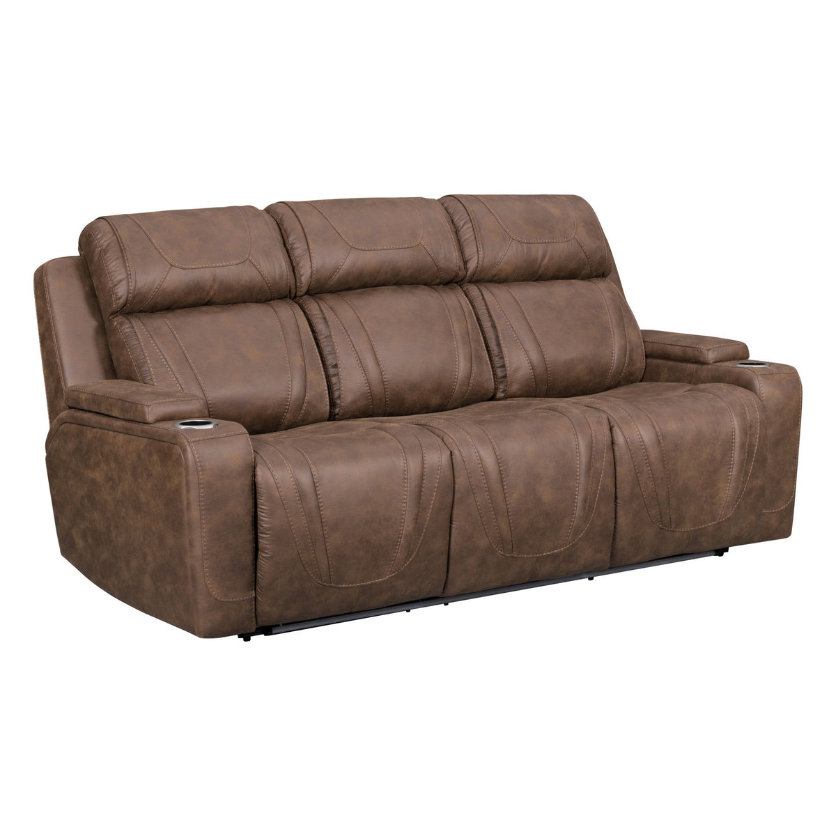 Carrow - Sofa With Power Headrest & Footrest, Stereo, Massage - Brown