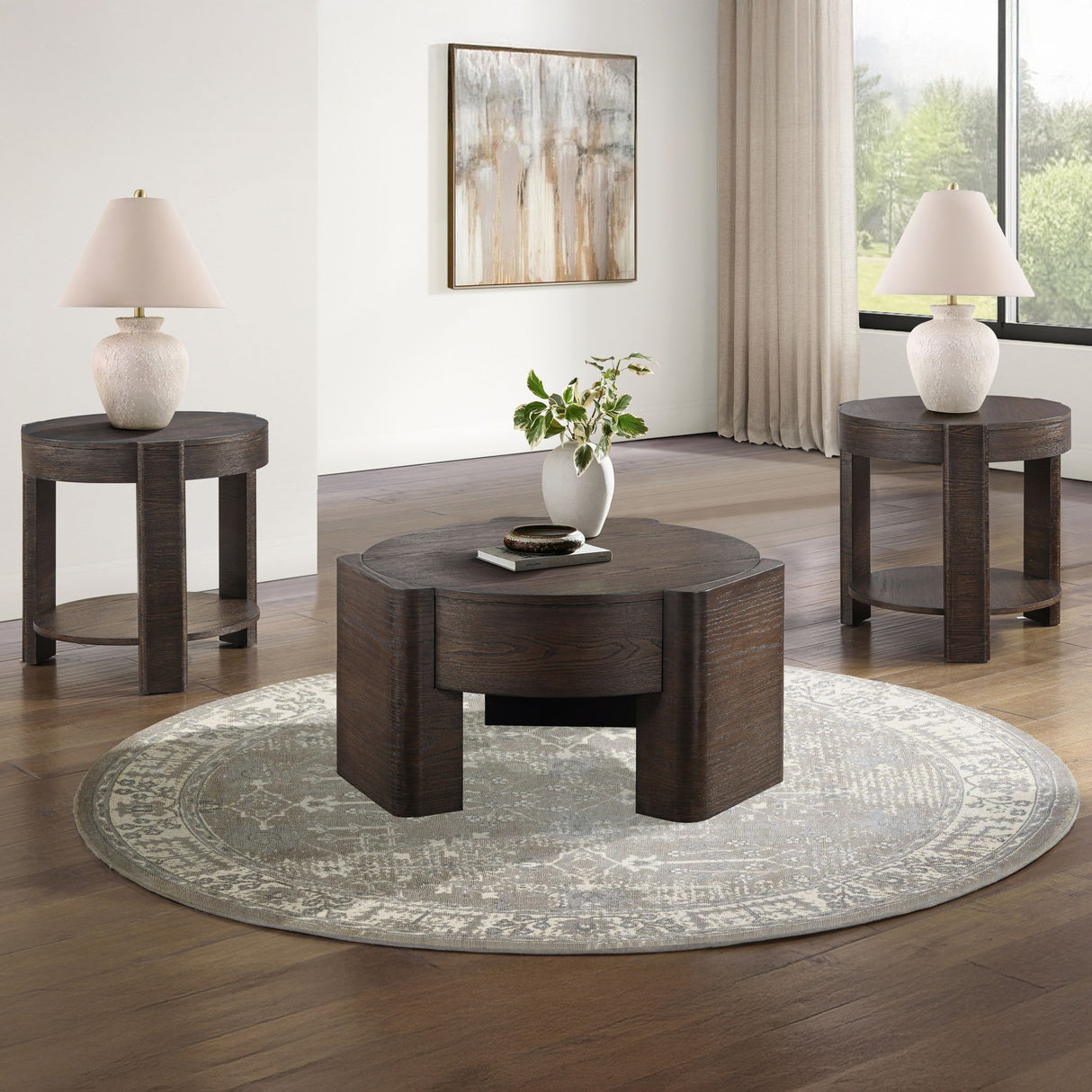 Salina - 3 Piece Round Occasional Set - Espresso