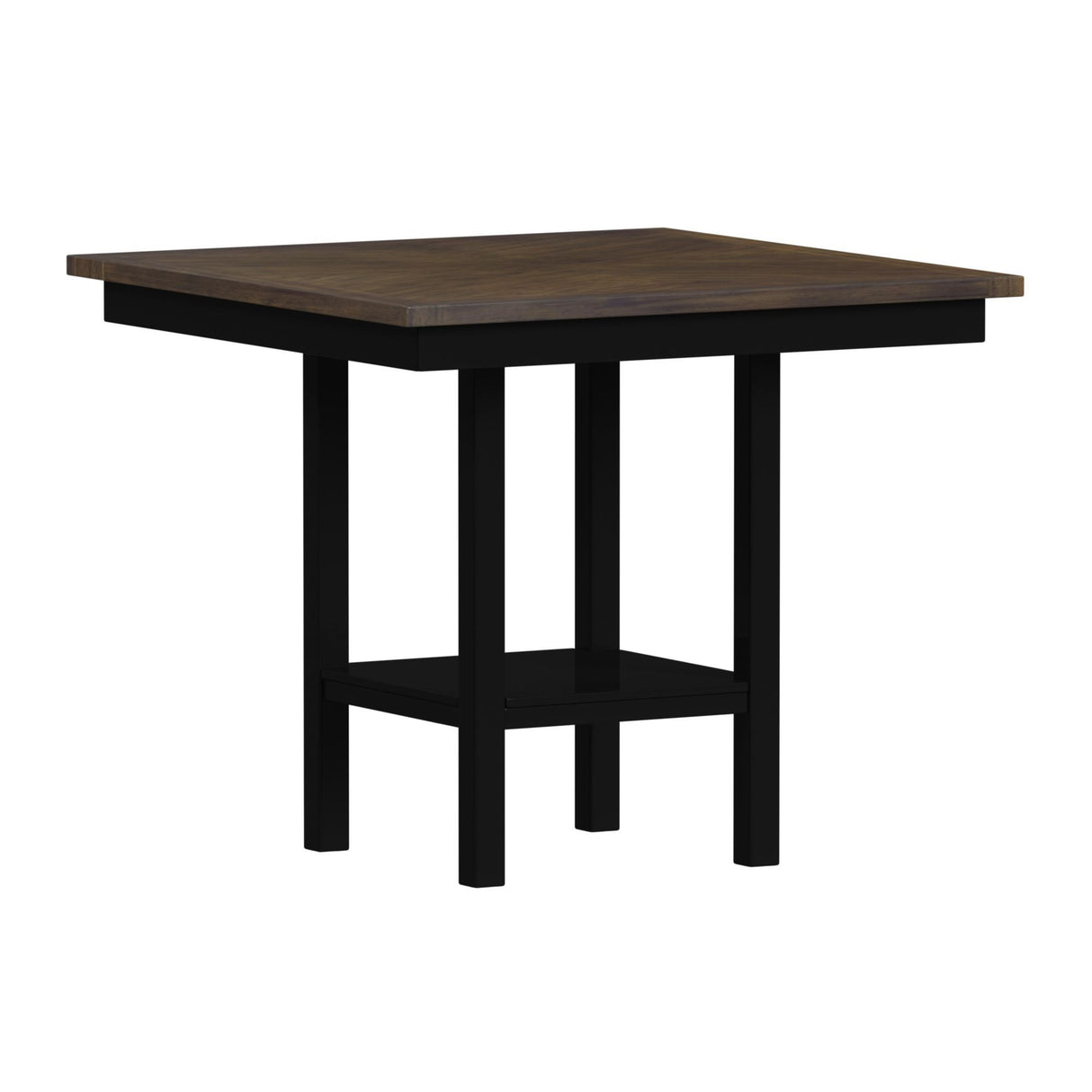Brooks - Juego de mostrador de 5 piezas con mesa y 4 sillas con asiento tapizado y respaldo de madera - Marrón medio y negro
