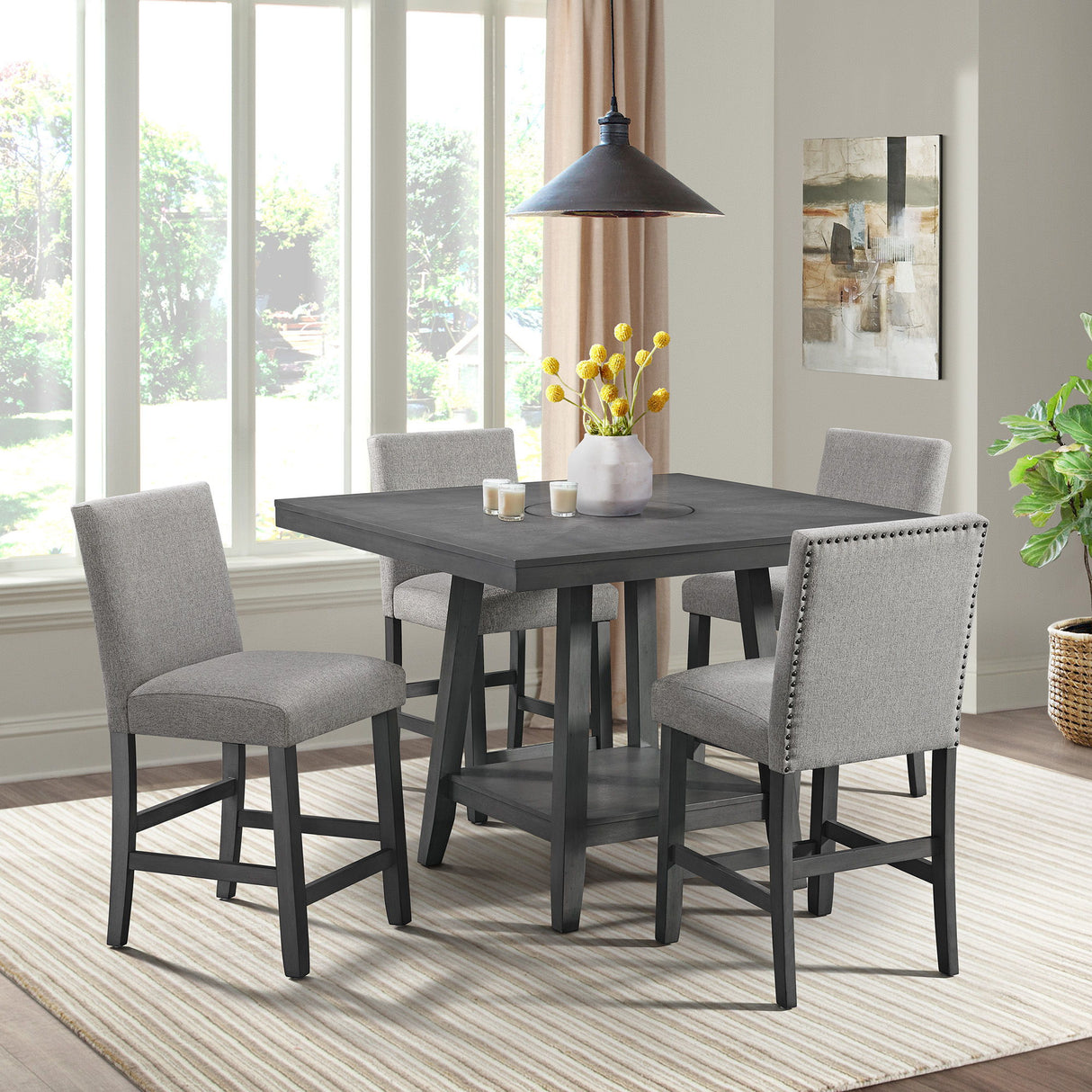 Seneca - Mesa de Bar Cuadrada con Lazy Susan