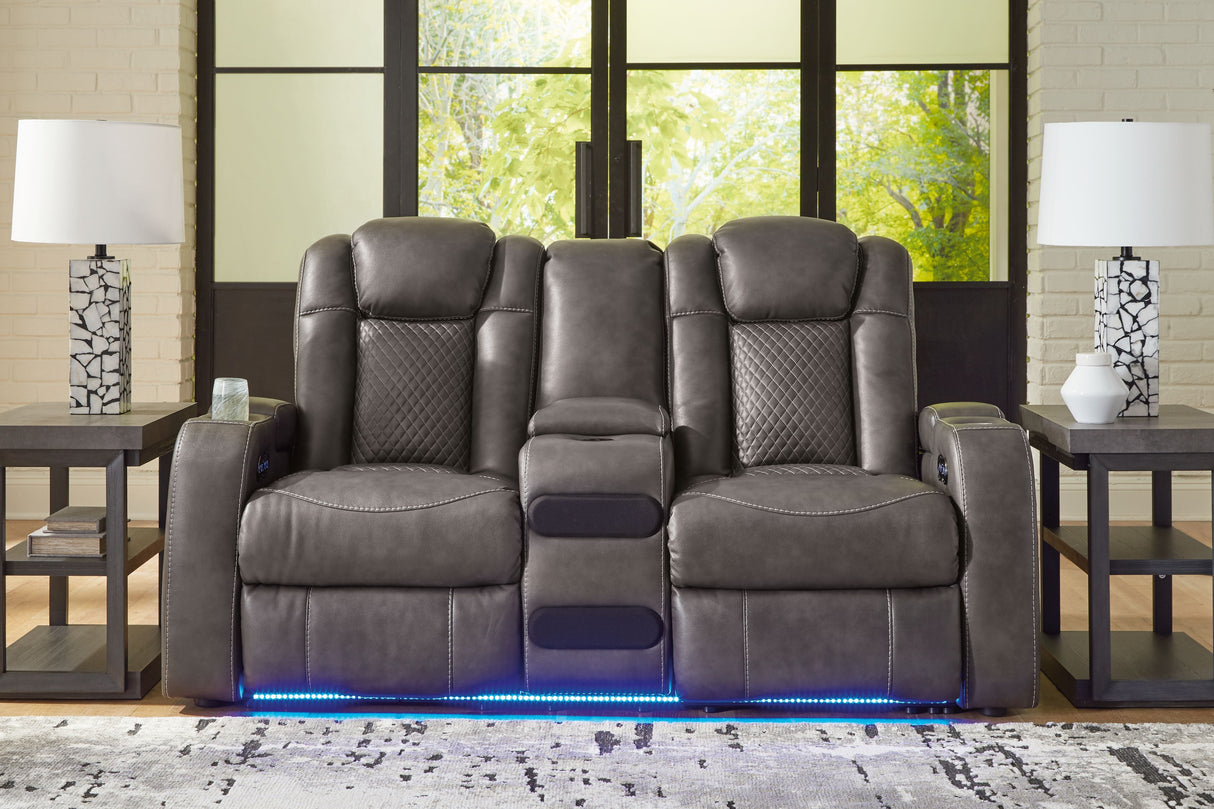 Fyne-dyme - Sofá biplaza reclinable eléctrico con consola/reposacabezas ajustable