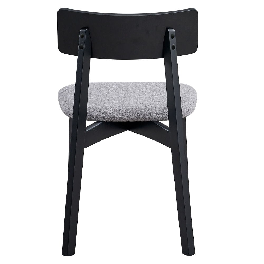 Real - Silla lateral (Juego de 2) - Lino gris y acabado negro