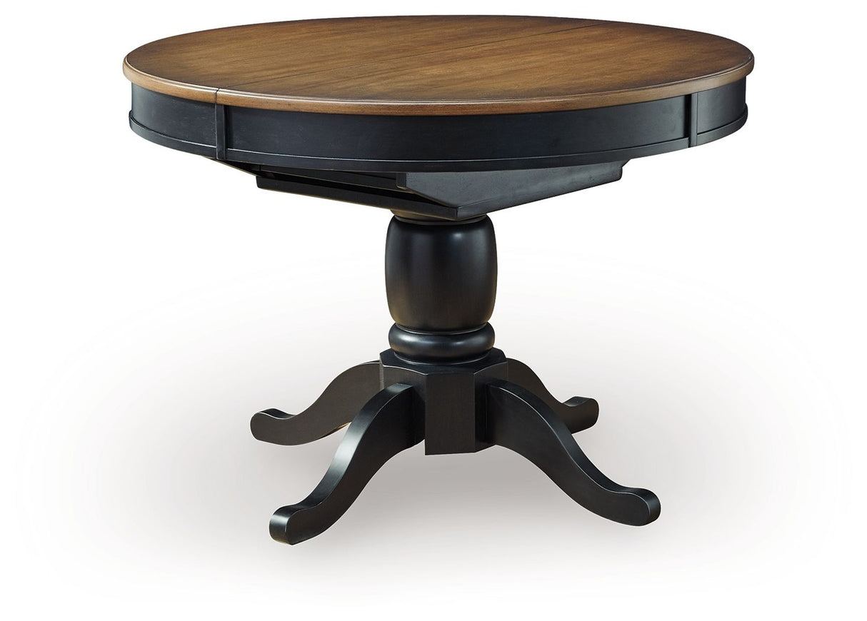 Clorazi - Mesa de comedor ovalada con extensión tipo mariposa - Negro/Marrón