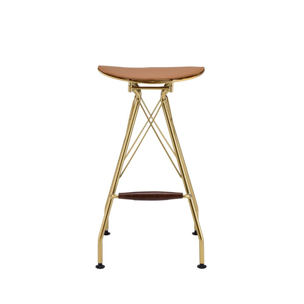 Dragea - Taburete de bar (Set de 2) - Poliuretano color whisky y oro