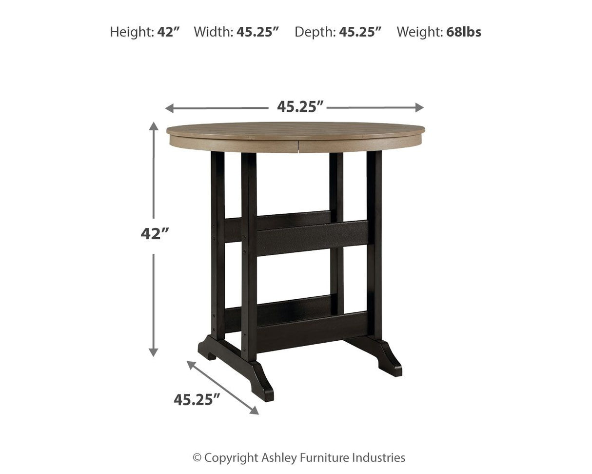 Mesa de bar redonda Fairn Trail con opción de sombrilla - Negro / Madera flotante
