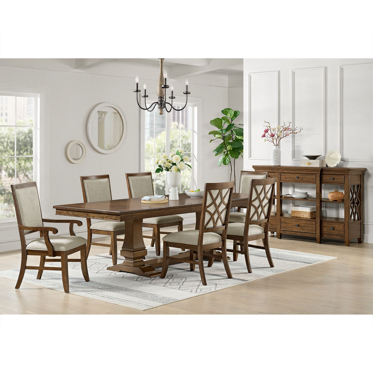 Phillipe - Sillón Comedor Con Tapicería (Set de 2) - Cerezo y Gris