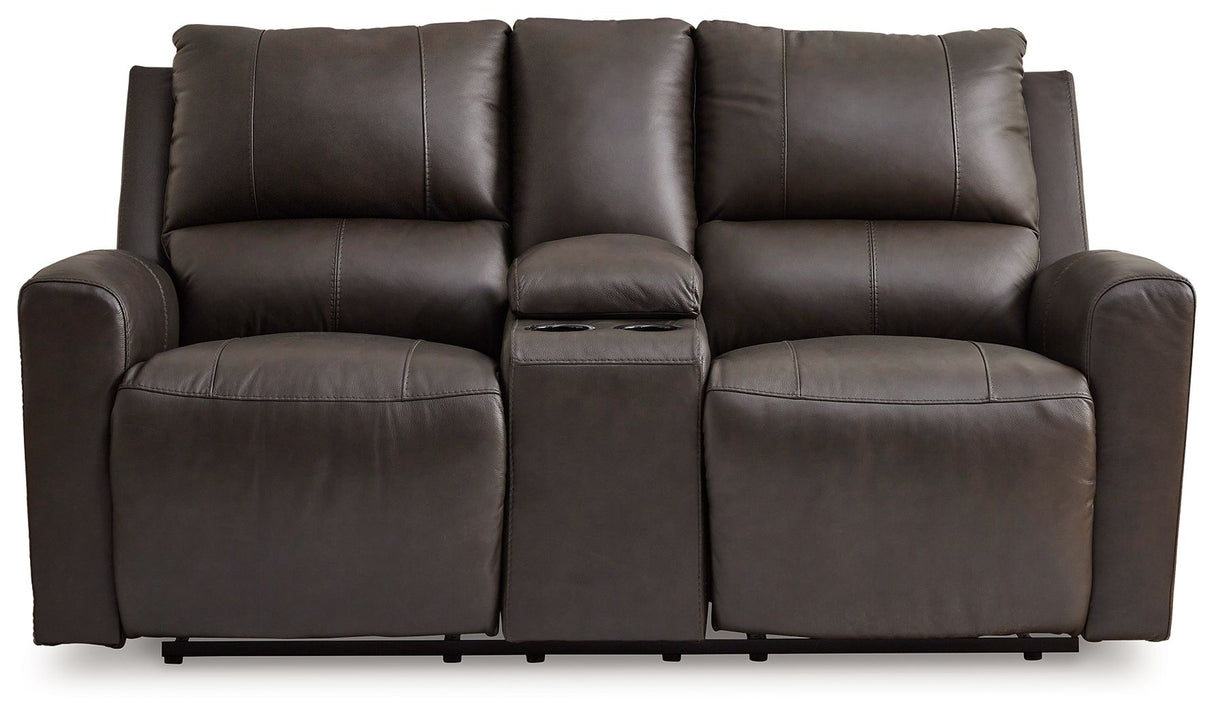 Boxmere - Dbl Power Reclining Loveseat with Console - Storm