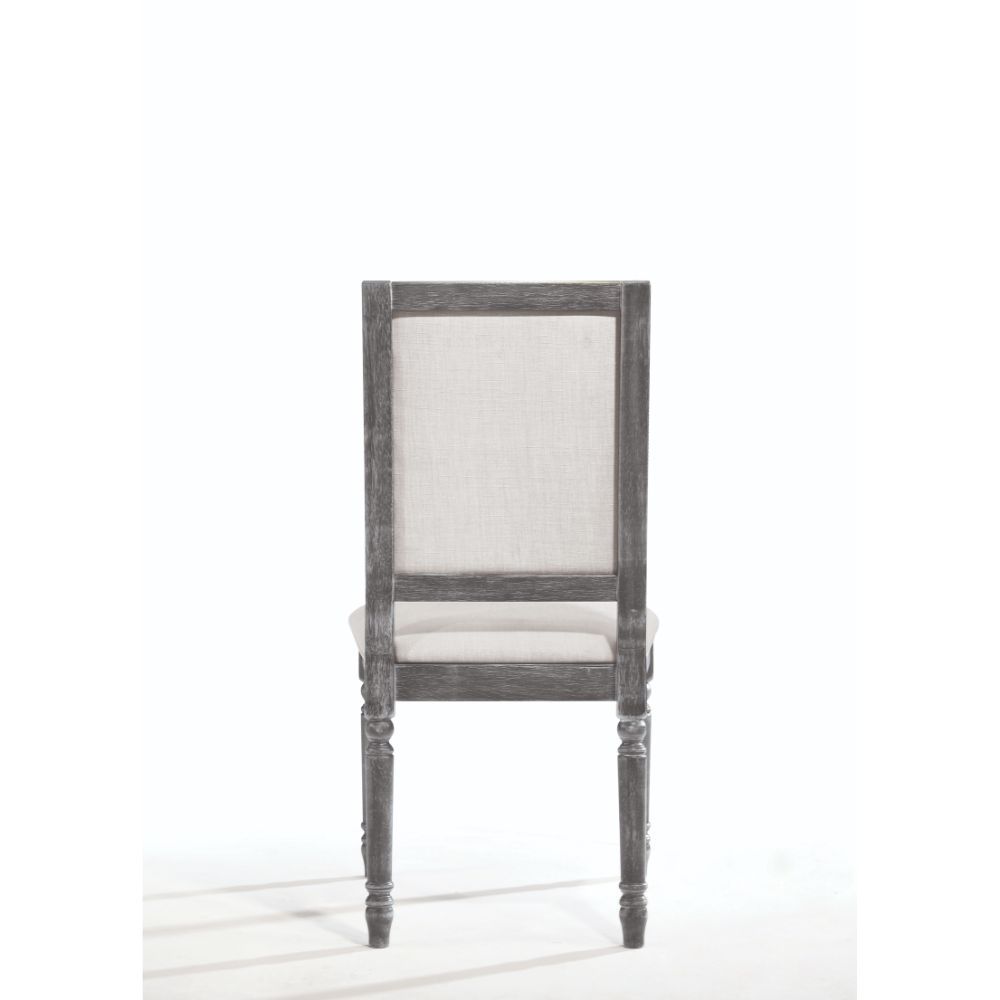 Leventis - Silla auxiliar (juego de 2) - Lino crema y gris desgastado