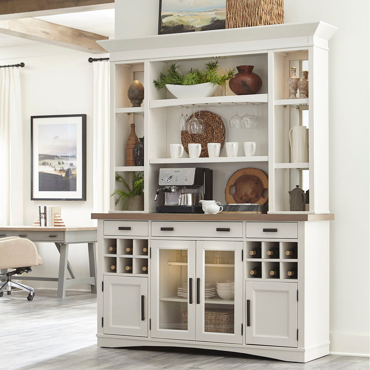 Americana Modern Dining - Buffet And Display Hutch With Quartz Insert - Cotton alternate view 3