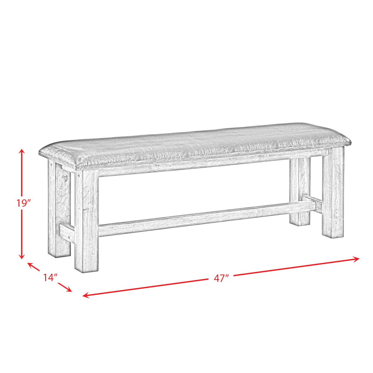 Nathan - Banco con asiento acolchado de PU - Roble gris