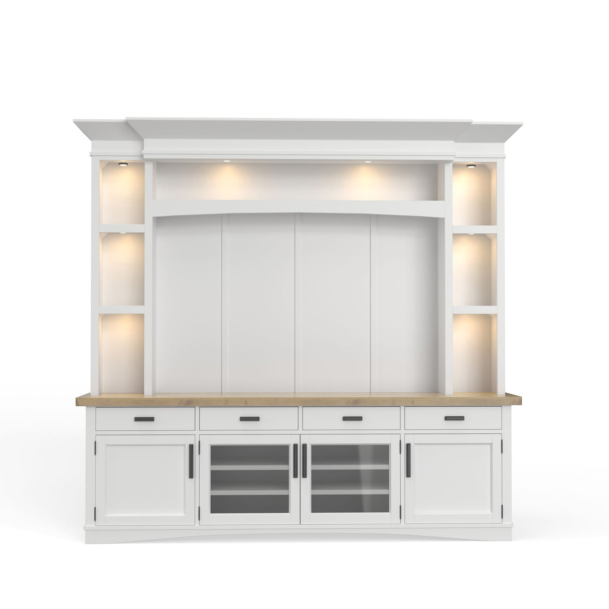 Americana Modern - TV Console with Hutch, Backpanel and LED Lights