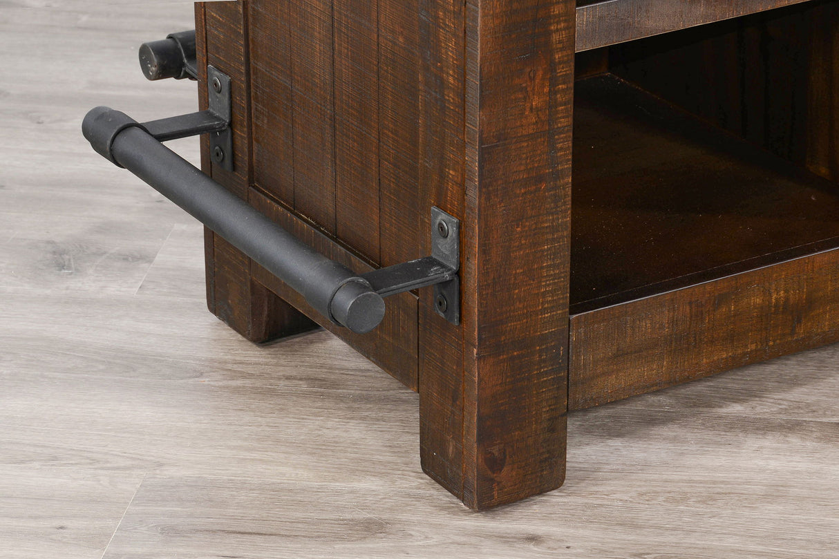 80" Traditional Wood Home 3 Piece Bar Set With Stools - Dark Brown