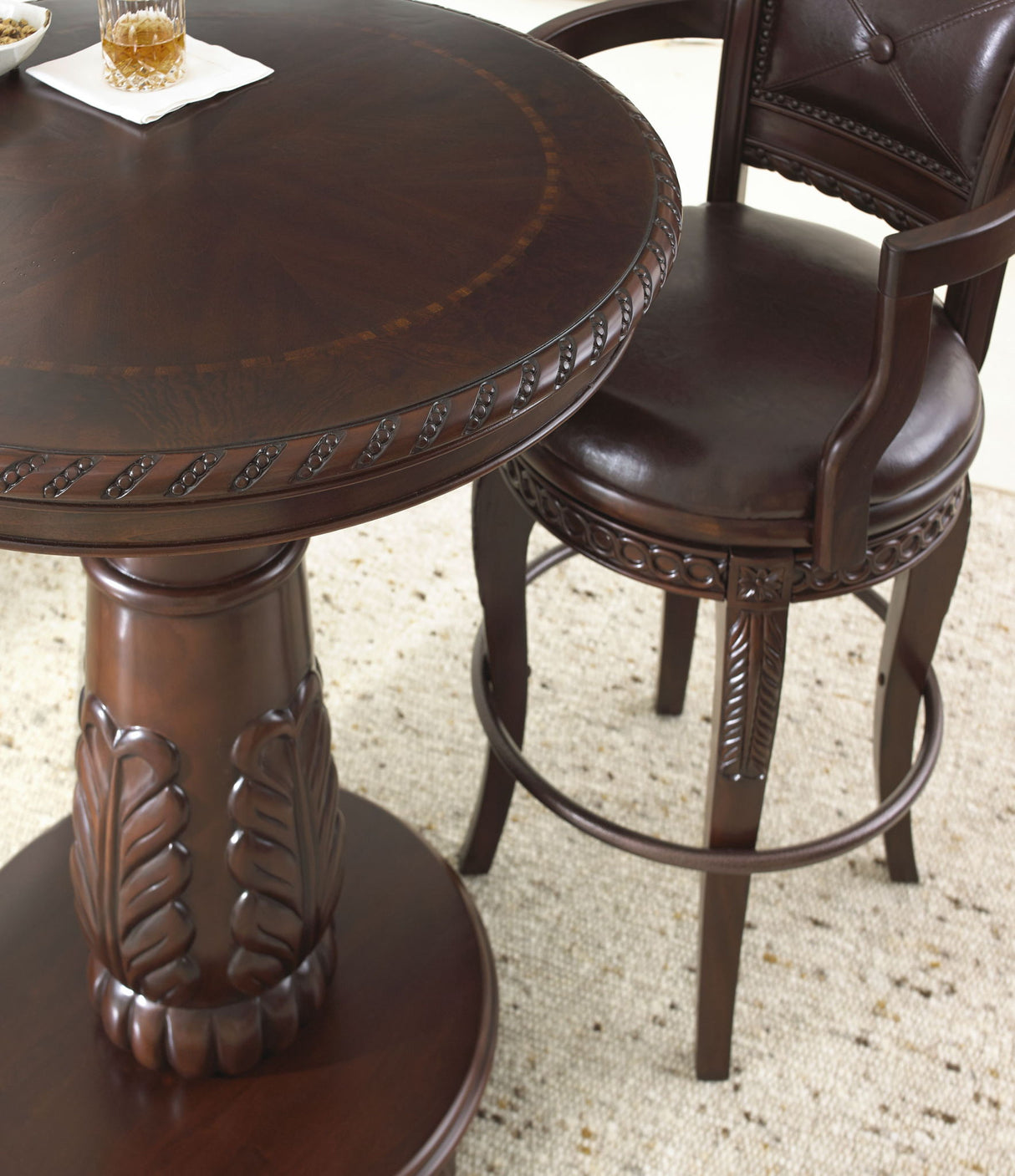 Antoinette - PU Swivel Bar Chair - Dark Brown alternate view 3