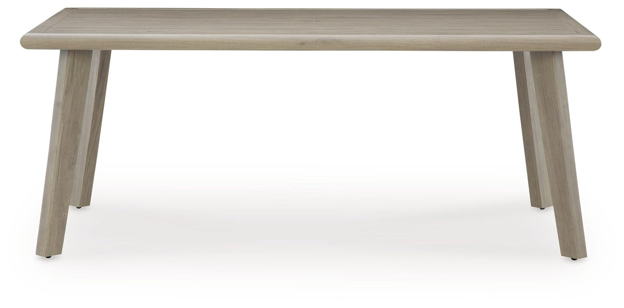 Cliff Trails - Mesa de comedor rectangular con opción para sombrilla - Beige