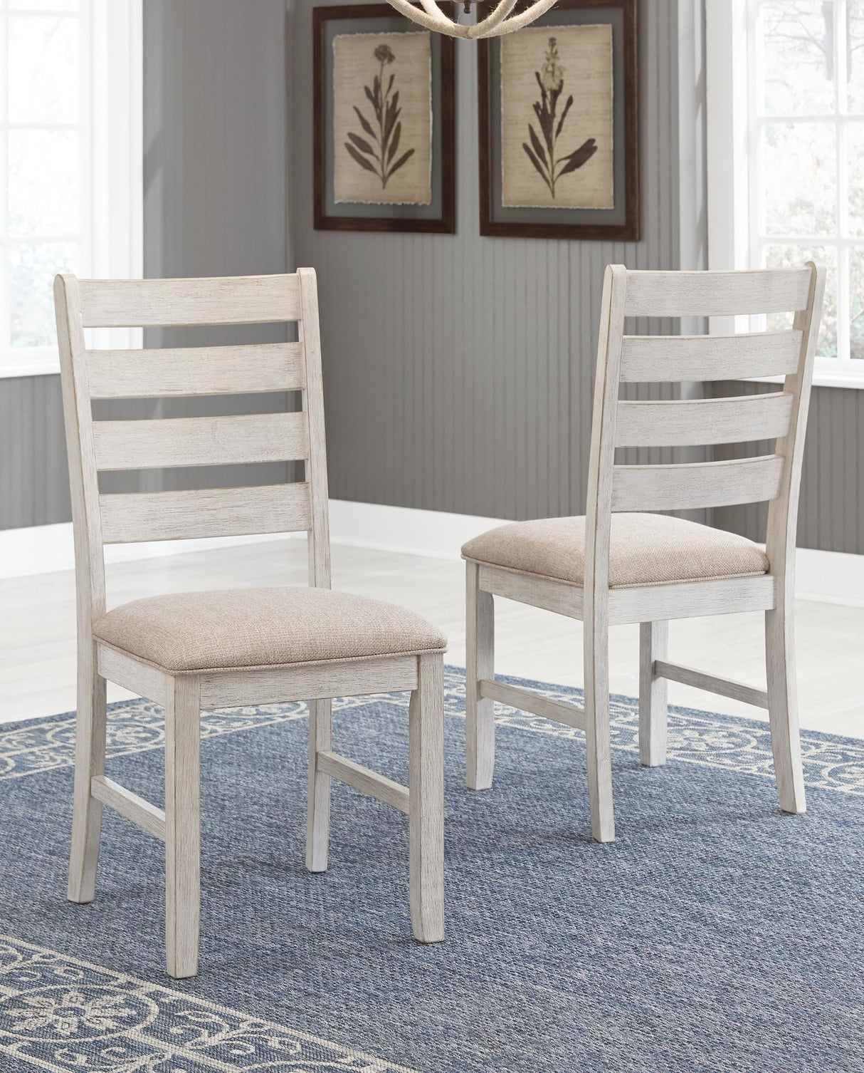 Skempton - Silla auxiliar tapizada para comedor (juego de 2) - Blanco